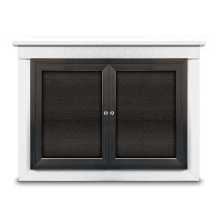 United Visual Products 60"x36" 2-Door Enclosed Letterboard, Grey Vinyl/Cherry UV2625O-CHERRY-GREYVL